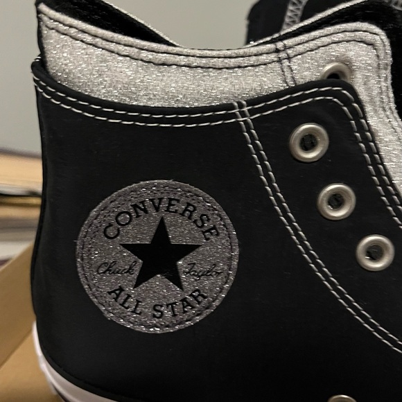 Converse Black and Glittery Silver Double Upper Sz 11 New in Box - Picture 2 of 10